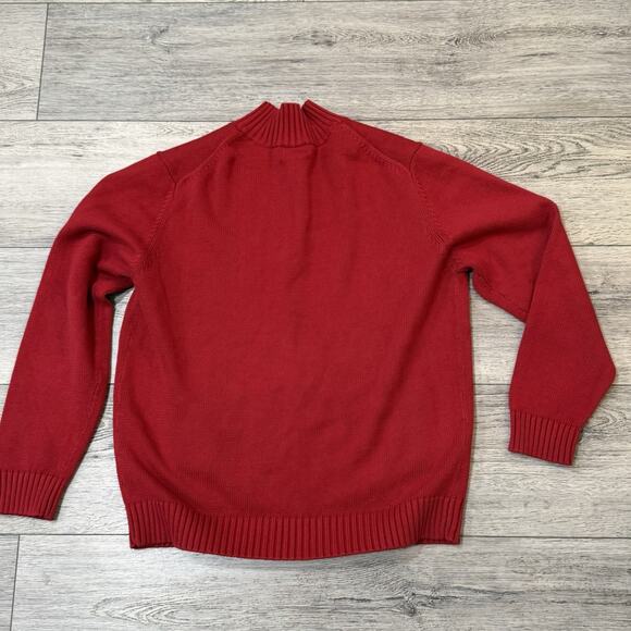 LL Bean Sweater Mens Large Heavy Knit Cotton Full Zip Sweater Christmas Holiday - Picture 2 of 7